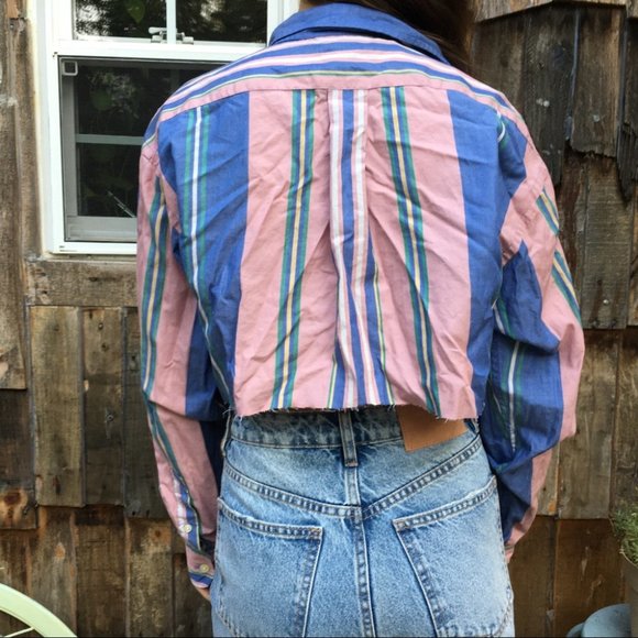 Lauren Ralph Lauren Pink Cropped Button Down - Picture 6 of 8